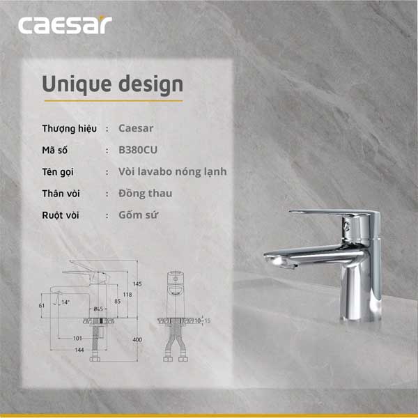 Vòi Rửa Lavabo Nóng Lạnh Caesar B380CU
