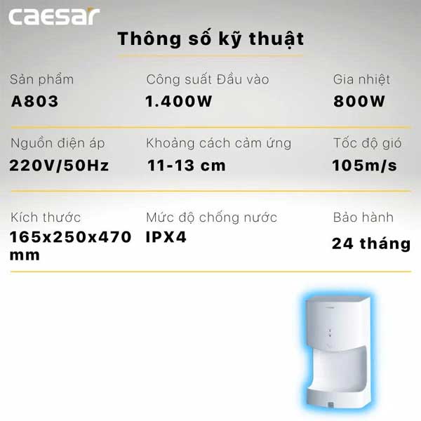 Máy Sấy Tay Caesar A803 9 Máy Sấy Tay Caesar A803