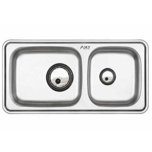 Chậu rửa bát Inox 2 hố lệch AMY AM1000