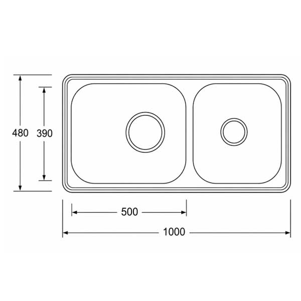 Chậu rửa bát Inox 2 hố lệch AMY AM1000
