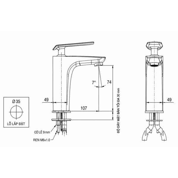 Vòi Lavabo nóng lạnh AMY AM1001N 2 Vòi Lavabo nóng lạnh AMY AM1001N