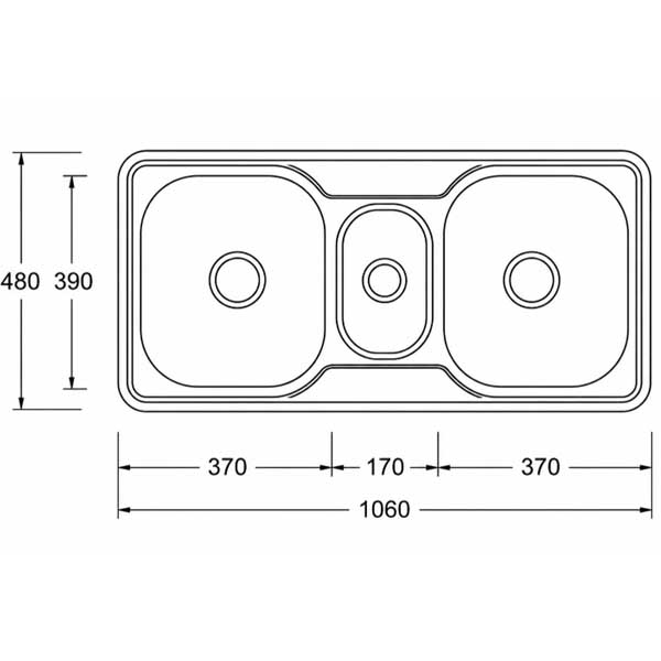 Chậu rửa 3 hố dương vành AMY - AM 106D 3 Chậu rửa 3 hố dương vành AMY - AM 106D