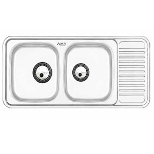 Chậu rửa bát Inox 2 hố cân có bàn AMY AM1100