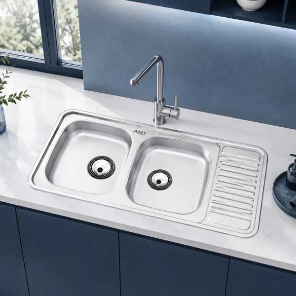 Chậu rửa bát Inox 2 hố cân có bàn AMY AM1100