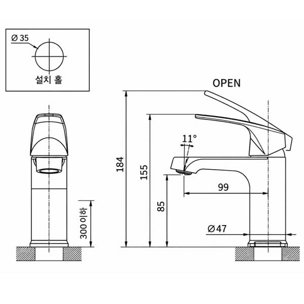 Vòi Lavabo nóng lạnh AMY AM3001 3 Vòi Lavabo nóng lạnh AMY AM3001