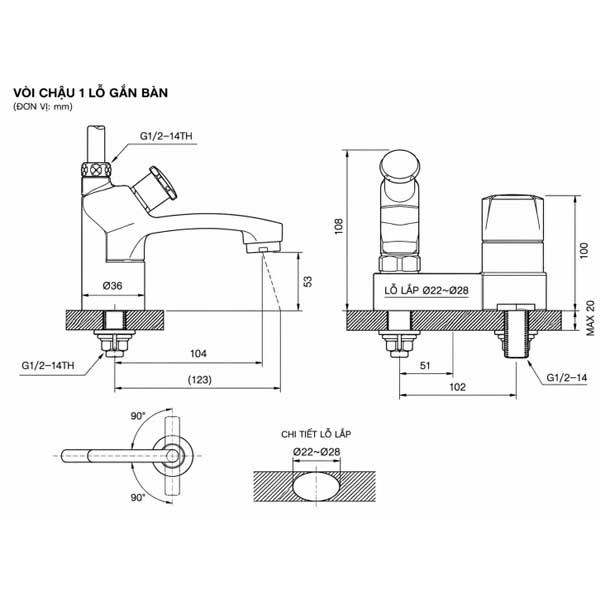 Vòi Lavabo nóng lạnh AMY AM4002 3 Vòi Lavabo nóng lạnh AMY AM4002