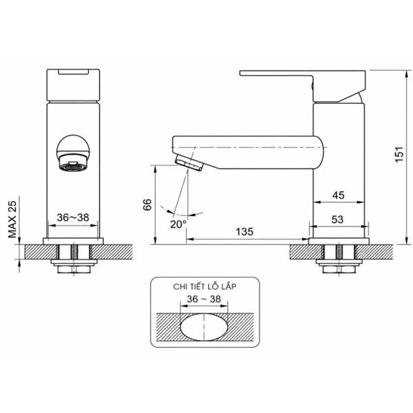 Vòi Lavabo nóng lạnh AMY AM5001N 2 Vòi Lavabo nóng lạnh AMY AM5001N