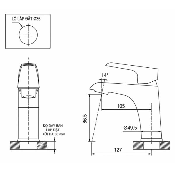 Vòi Lavabo nóng lạnh AMY AM7001N 3 Vòi Lavabo nóng lạnh AMY AM7001N