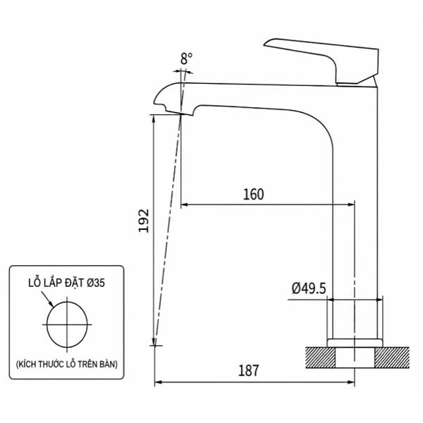 Vòi Lavabo nóng lạnh dành cho chậu đặt bàn AMY AM7004N 3 Vòi Lavabo nóng lạnh dành cho chậu đặt bàn AMY AM7004N