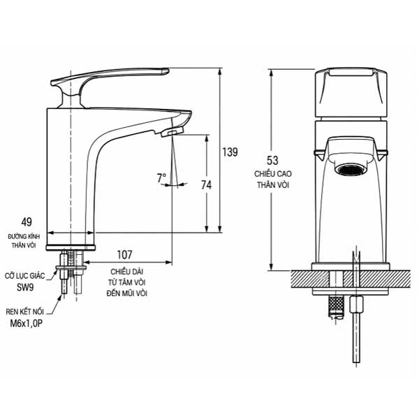 Vòi Lavabo nóng lạnh AMY AM8001 3 Vòi Lavabo nóng lạnh AMY AM8001
