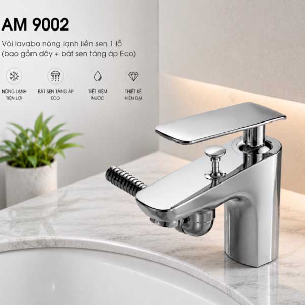 Vòi Lavabo nóng lạnh liền sen AMY AM9002
