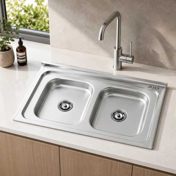 Chậu rửa 2 hố cân có gờ trên AMY - AM 900 LD