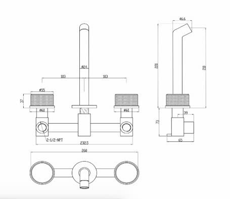 Vòi chậu Lavabo âm tường Haruki HR130 màu đen