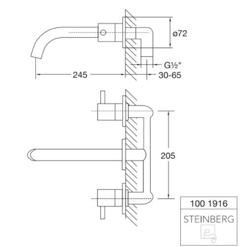 TSKT Vòi chậu Lavabo âm tường Haruki HR130 màu đen