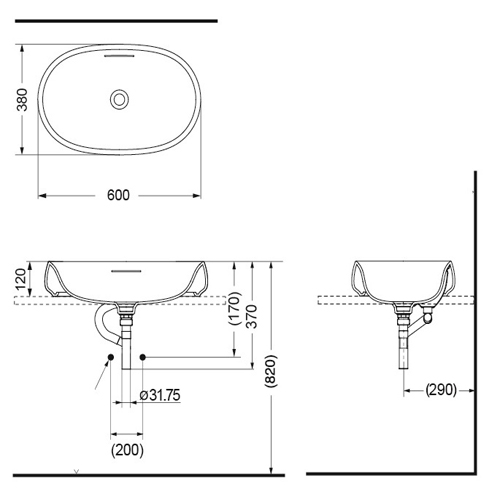 Thông số kỹ thuật Chậu lavabo TOTO PJS05WE đặt bàn