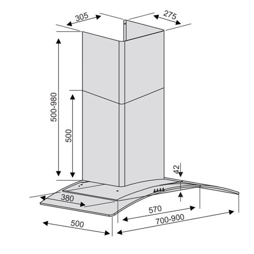 Thông số kỹ thuật Máy hút mùi LORCA TA 2006D-70CM