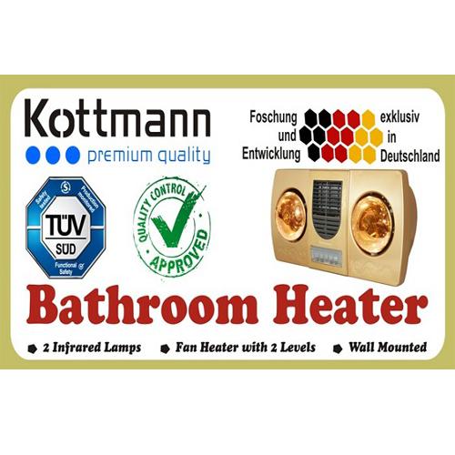 Đèn sưởi nhà tắm Kottmann 2 bóng thổi gió nóng K2BHWG -1
