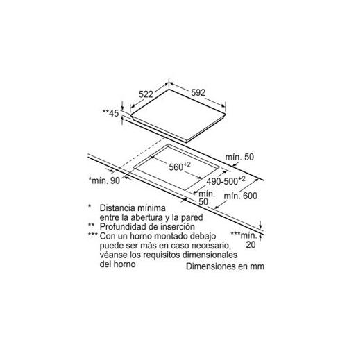 Bản vẽ bếp điện Bosch PKK611B17E ( Serie 4 )