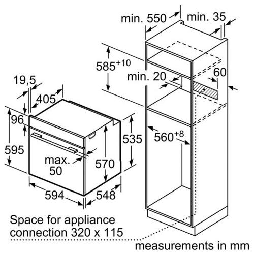 Bản vẽ lò nướng âm tủ Bosch HBS534BS0B Serie 4
