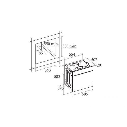 Bản vẽ lò nướng âm tủ Cata SE 6204 X