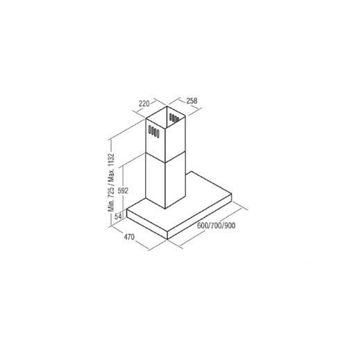 Bản vẽ máy hút mùi treo tường Cata MIDAS WH 900