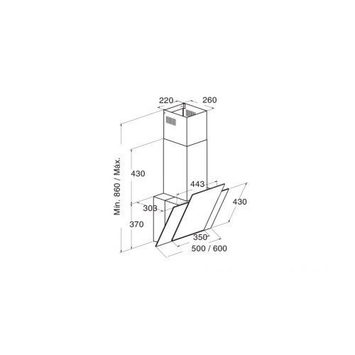 Bản vẽ máy hút mùi treo tường Cata PODIUM XGBK 600