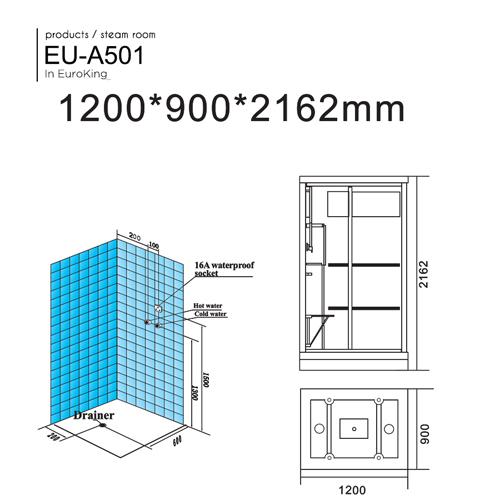 Bản vẽ phòng xông hơi Euroking EU – A501