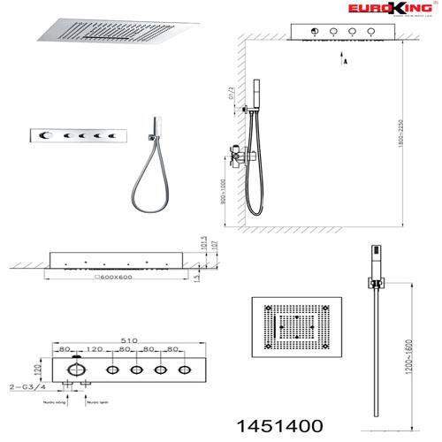 Bản vẽ sen tắm âm tường Euroking EU-1451400