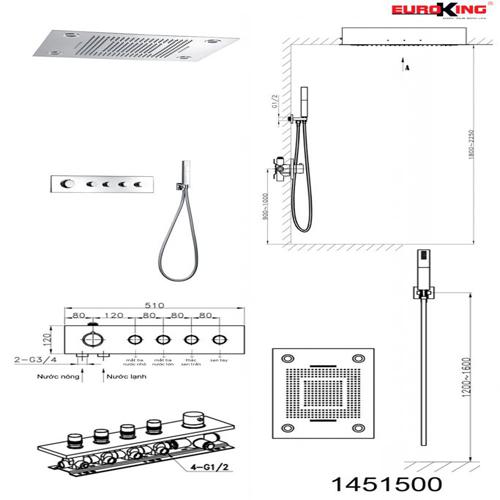 Bản vẽ sen tắm âm tường Euroking EU-1451500