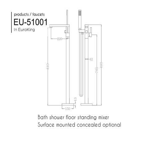 Bản vẽ sen tắm bồn Euroking EU-51001