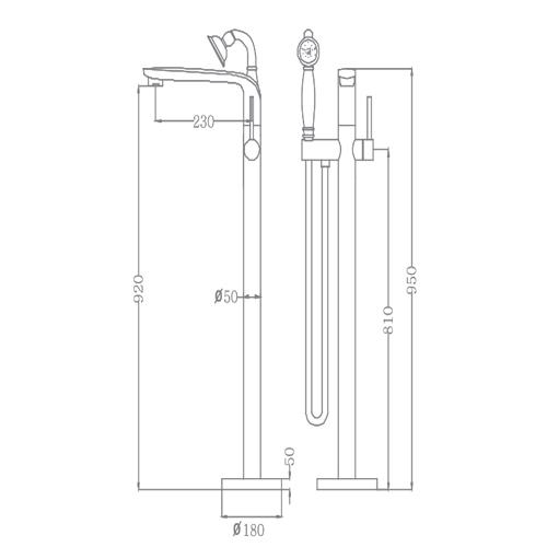 Bản vẽ sen tắm bồn Euroking EU-51026