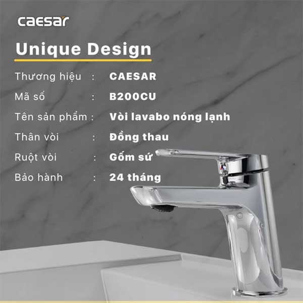 Vòi Lavabo Nóng Lạnh Caesar B200CU