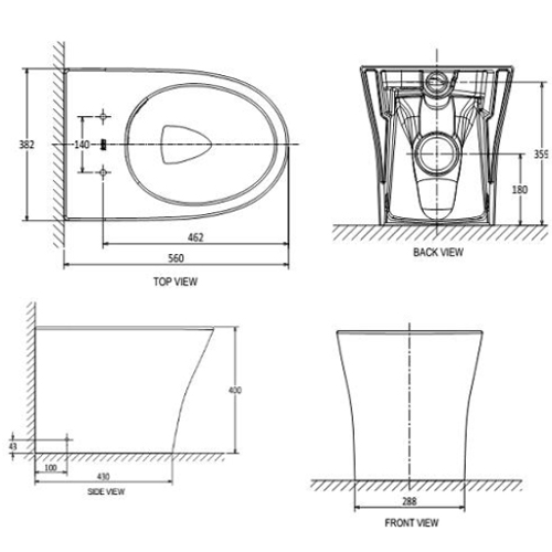 Bản vẽ bồn cầu đặt sàn American VF – 2141S