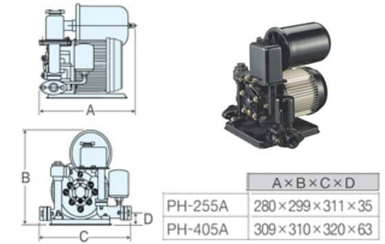 MÁY BƠM NƯỚC CHÂN KHÔNG TĂNG ÁP CƠ HANIL PH 255A-2