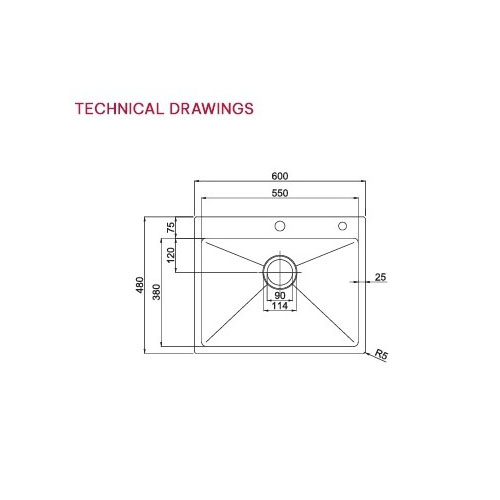 Bản vẽ chậu rửa bát 1 hố Paul Schmitt PA6048-T