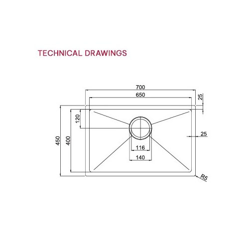 Bản vẽ chậu rửa bát 1 hố Paul Schmitt PA7045-U