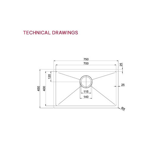 Bản vẽ chậu rửa bát 1 hố Paul Schmitt PA7545-U