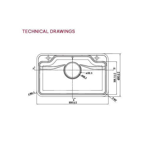 Bản vẽ chậu rửa bát 1 hố Paul Schmitt PAM8048-TE