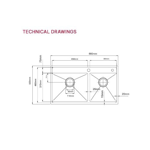 Bản vẽ chậu rửa bát 2 hố Paul Schmitt PA8850-TLDA