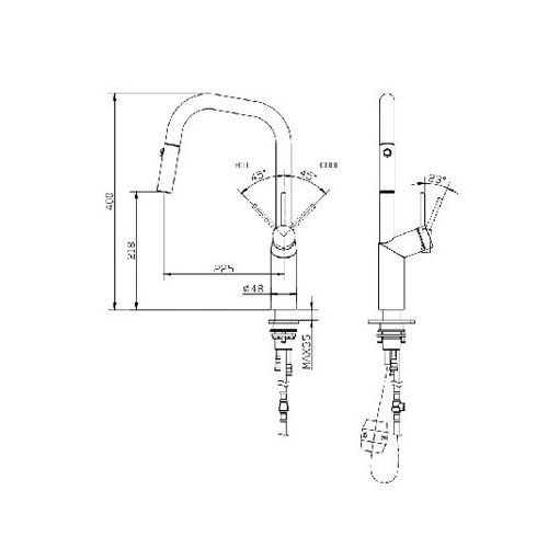 Bản vẽ vòi rửa bát Paul Schmitt PA321KS