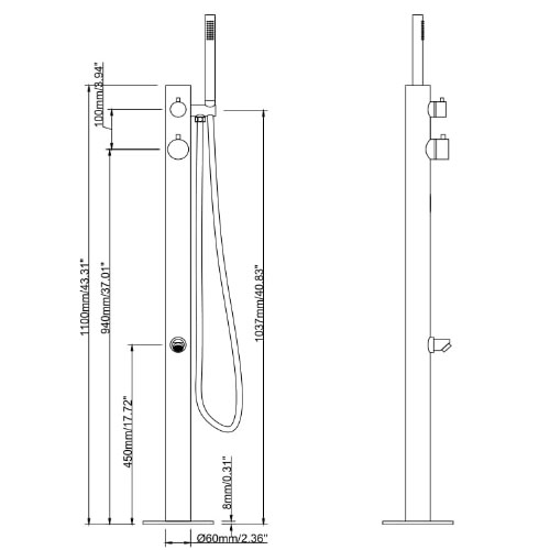 Sen cây tắm đứng ngoài trời,bể bơi,tắm tráng Haruki HRS 9006 inox 304