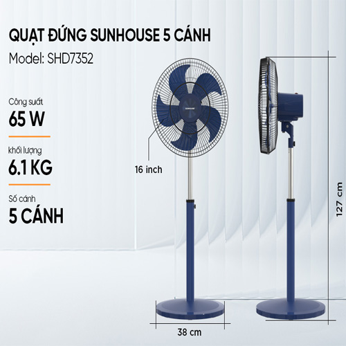 Quạt đứng 5 cánh Sunhouse SHD7352