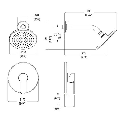 Sen cây tắm tráng nóng lạnh âm tường màu đen Haruki HR9017