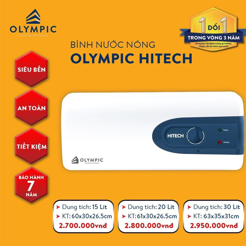 BÌNH NƯỚC NÓNG OLYMPICH HITEC 20L NGANG