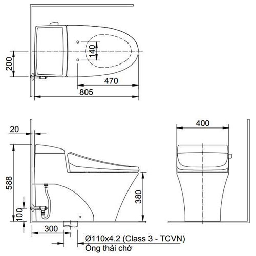 TSKT: Bồn Cầu Nắp Điện Tử INAX AC-1017R/CW-H20VN