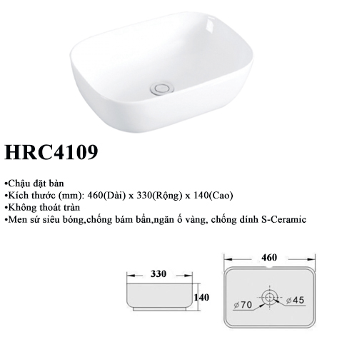 Chậu rửa mặt đặt bàn Haruki HRC4109