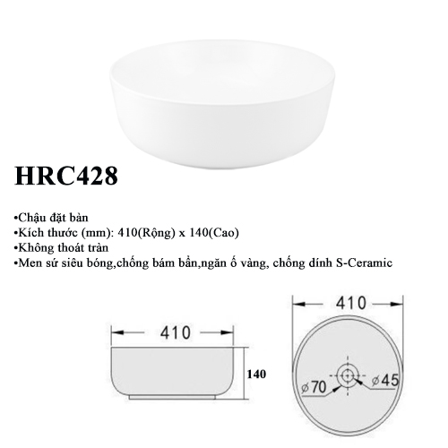 Chậu rửa mặt đặt bàn Haruki HRC428