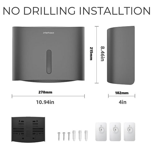 Hộp giấy lau tay treo tường màu ghi xám MKG-E6015GR Miken