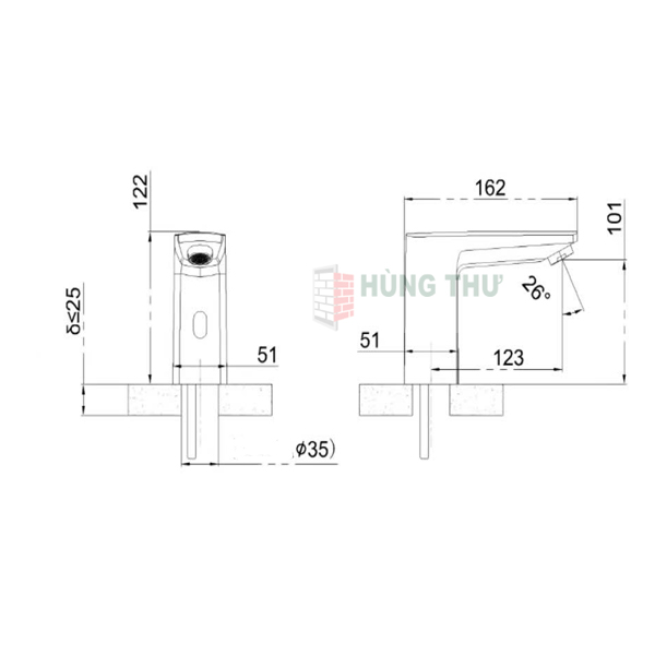 Vòi lavabo cảm ứng tự động Haruki HR A058 4 Vòi lavabo cảm ứng tự động Haruki HR A058 4