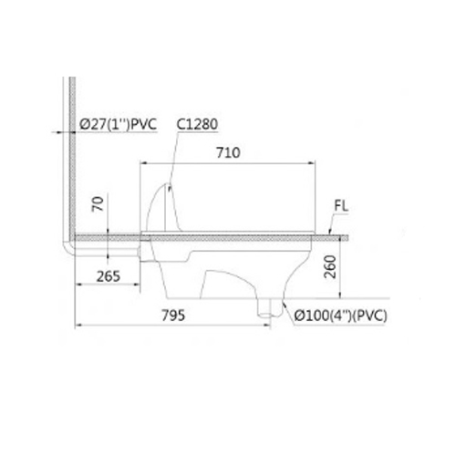 Xí xổm Caesar C1280 ( Bàn cầu xổm)